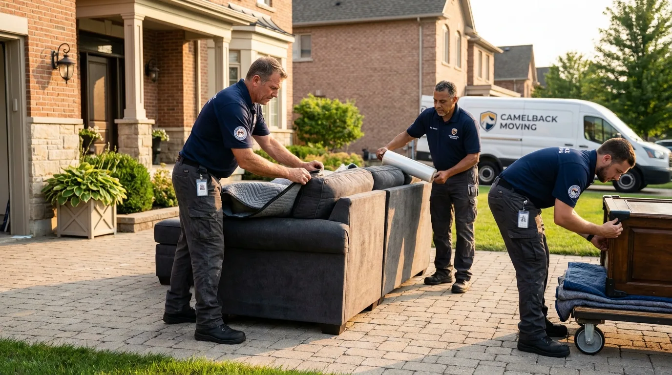 Large estate moving crew wrapping furniture in Zumbrota, MN