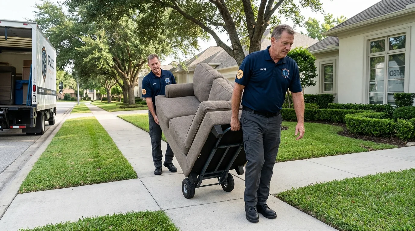 Local residential moving crew loading furniture in Zumbrota, MN